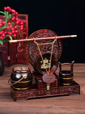 Wedding retro mahogany color large treasure bucket set Wedding wedding toilet concentric lock treasure bucket dowry decoration