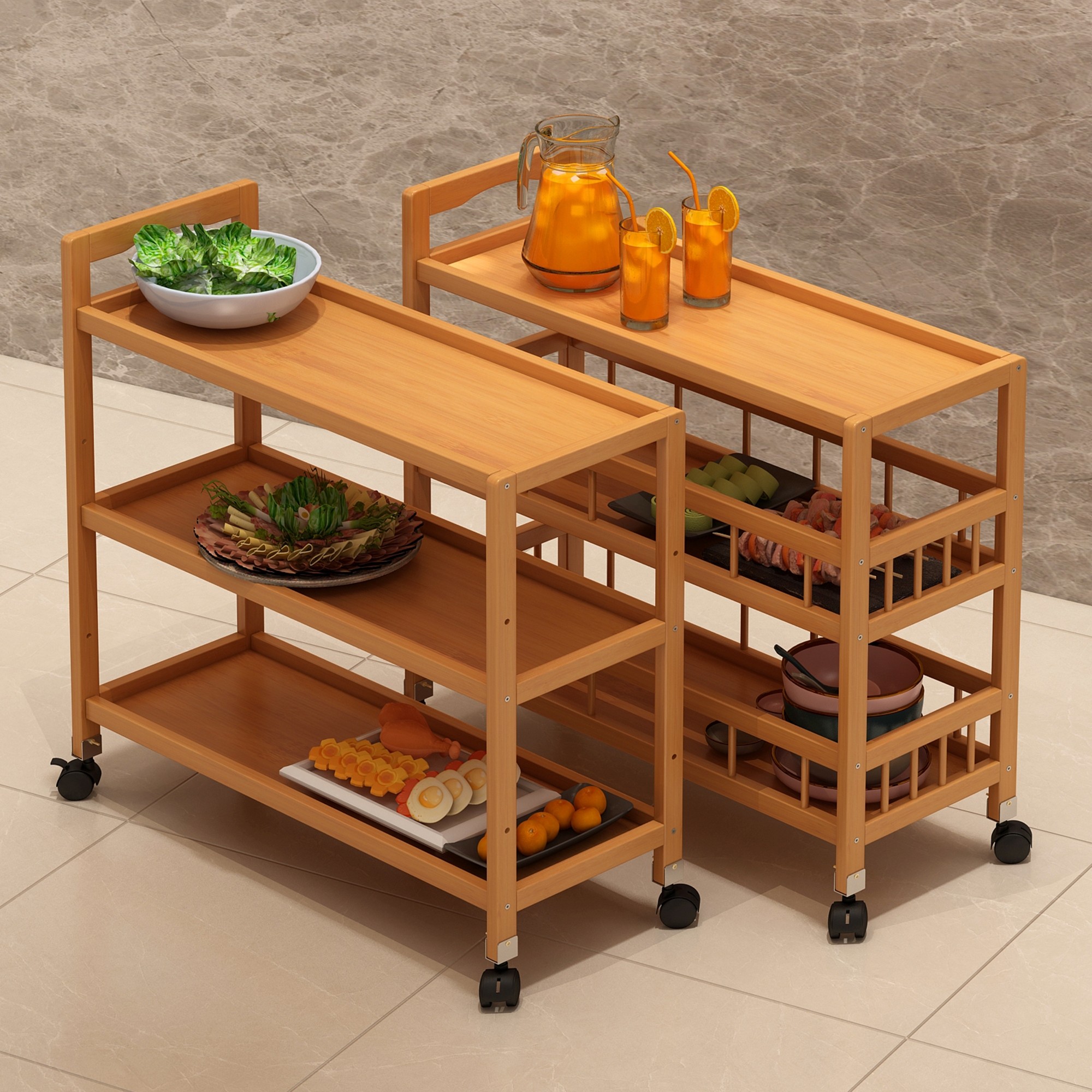 Special Kitchen Storage Rack for Hot Pot Restaurants, Used to Place Vegetable Trays and Dishes, Commercial Trolley for Restaurants, Barbecue Food Rack