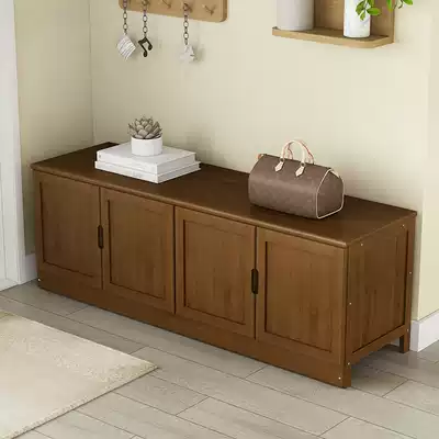 Modern bamboo home door can sit European style shoe bench storage stool storage stool sitting shoe cabinet bench long strip integrated shoe rack