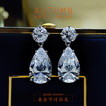 S925 silver ear nail shiny Mossy diamond earbuds with single drill drop 12 carat delicately lavish fashion trends women