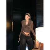 Ретро цветной весенний лонгслив, приталенный корсет