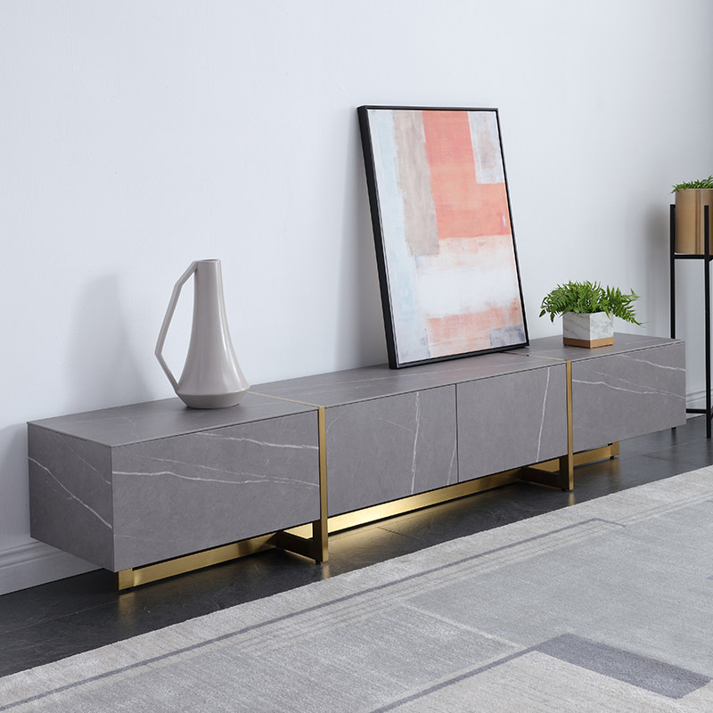 Italian light luxury slate TV cabinet coffee table simple modern living room furniture small apartment refit imported slate floor cabinet