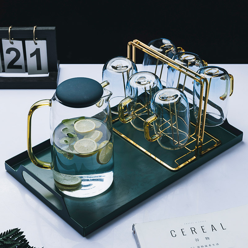 Cup suit Home Living room light and luxurious set with a set of pans Nordic windy glass cuteapot modern upscale