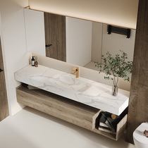 Natural oak slate hot-bent integrated basin and bathroom cabinet combination bathroom washbasin cabinet and washbasin customization