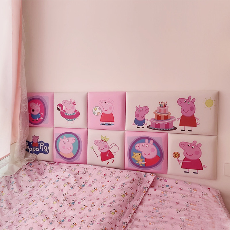 Children's anti-collision wall stickers soft bag piggy cartoon background wall bedroom bedside anti-collision wall mat tatami wall enclosure