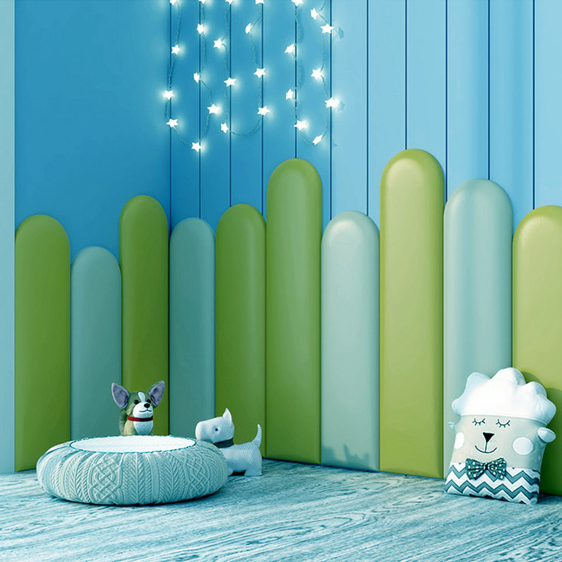 Prevention package children tatami bed head board with adhesive wall with arc decoration bedroom soft wall