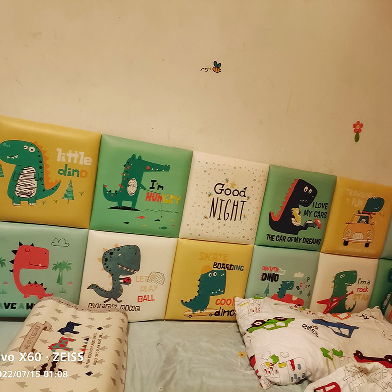 Tatami soft bag children's room soft bag stickers bedroom anti-collision backrest self-adhesive bedside dinosaur soft bag background wall surrounding bed