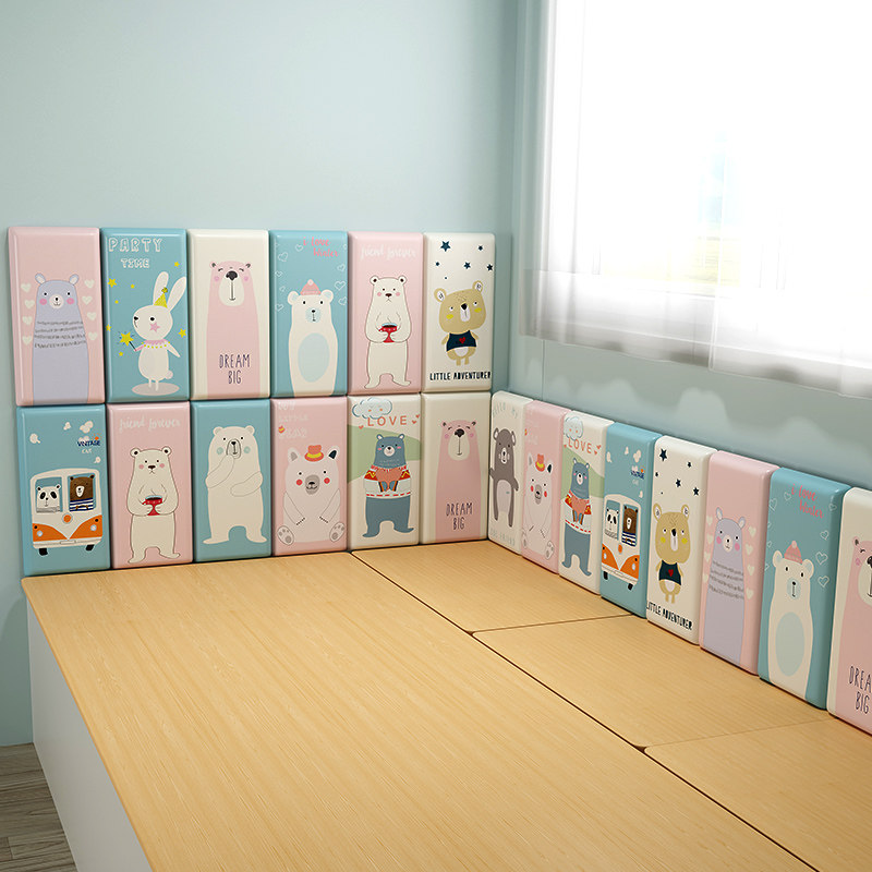 Tatami soft wrap wall bed wrap children's anti-collision wall stickers soft wrap background wall custom children's bedside soft wrap self-adhesive