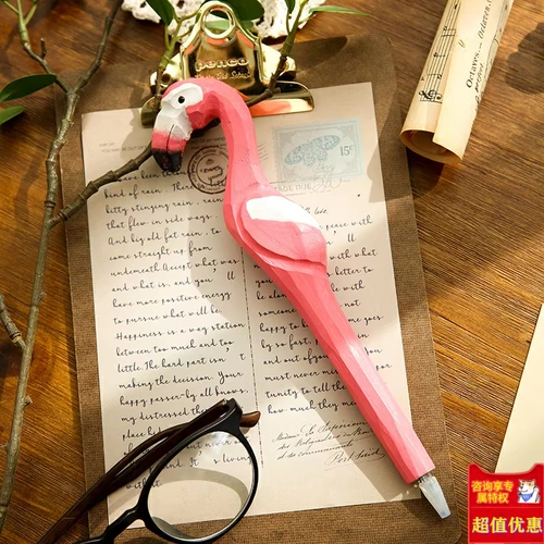 Творческая сказочная ручка с творческой сказочной ручкой 0,5 Черная нейтральная ручка Симпатичная милая резная ручная ручная деревянная ручка ежедневно поставки студент -индивидуальность гираф