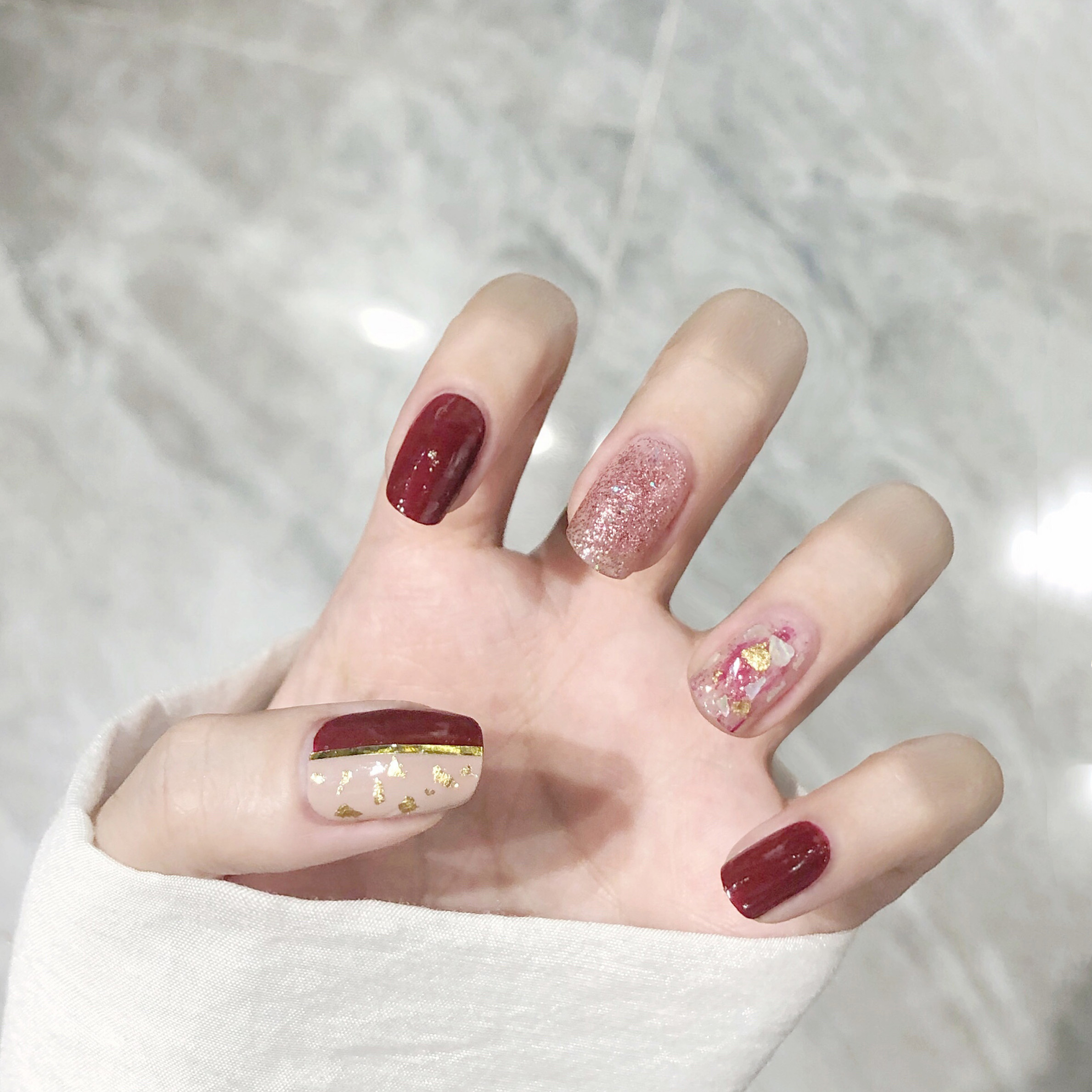 Duoyuaner sunset 3d nail patch sticker nail polish film manicure patch durable waterproof wearable nail removable waterproof