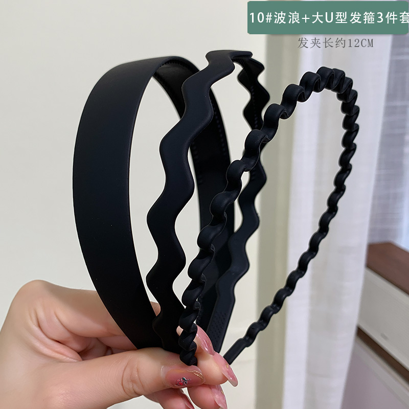 images 12:Smolted black hair hoop In summer, wear a hair card and shredded hair to organize the artifact with tooth pressing hair and decorate the face hoop