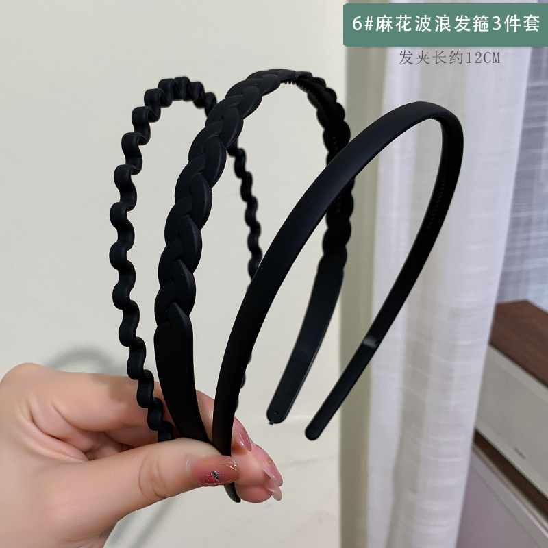 images 6:Smolted black hair hoop In summer, wear a hair card and shredded hair to organize the artifact with tooth pressing hair and decorate the face hoop