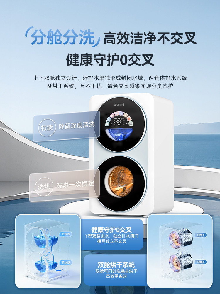 Wanmi Underwear, Socks, Washing Machine, Double Drum, Desktop, Small, Washing, Drying, and Spinning All-In-One, Automatic, for Lazy People