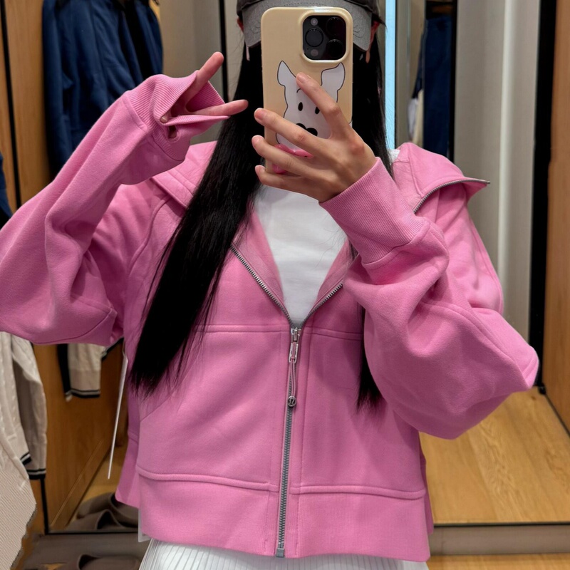 [Same Style as Lu's] Women's Loose-Fitting Zip-Up Hoodie, Spring and Autumn Fleece Sweatshirt, Casual Sports Yoga Jacket