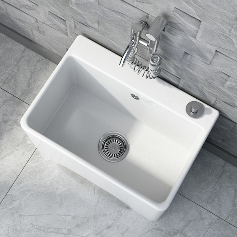 Nordic mop pool household ceramic luxury pier pool pool pool pool balcony high-end villa black mop barrel high foot wash mop