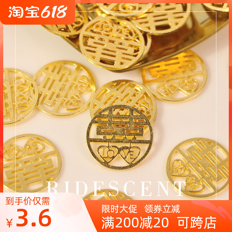 Five cents Money coin Heinemetal hanging decoration Wedding pentagram Happy Character Stencil Pendant 5 Corner Gold Coin Wedding Gift