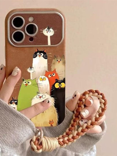 适用可爱猫咪苹果16秋冬手机壳iPhone16Promax翻毛皮15Pro小猫14plus镜头全包13硅胶软边12简约11防摔保护套