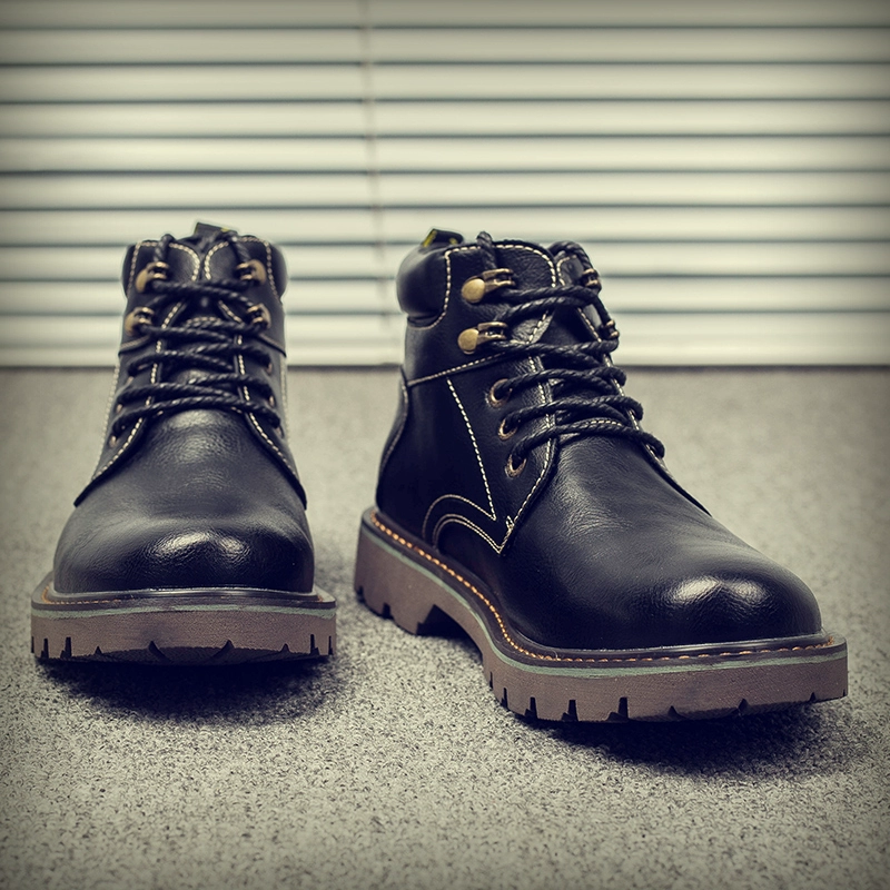 Martin boots nam mùa hè giày nam thoáng khí Phiên bản Hàn Quốc của xu hướng giày da mùa thu giày cao cổ giày cao nam giày dụng cụ nam - Giày ống