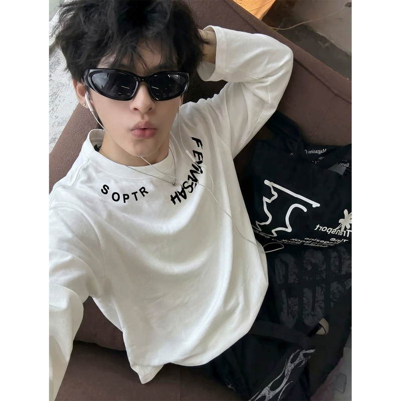 Heavyweight Pure Cotton American-Style Regular Shoulder White Long-Sleeve T-Shirt for Men, 2026 New Trendy Brand, Youth Inner Wear Base Layer Top Heavyweight Pure Cotton American-Style Regular Shoulder White Long-Sleeve T-Shirt for Men, 2026 New Trendy Brand, Youth Inner Wear Base Layer Top