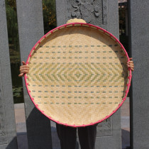 Bamboo products Bamboo dustpan No hole hole bamboo sieve Household drying round dustpan rice sieve Bamboo plaque painting decoration