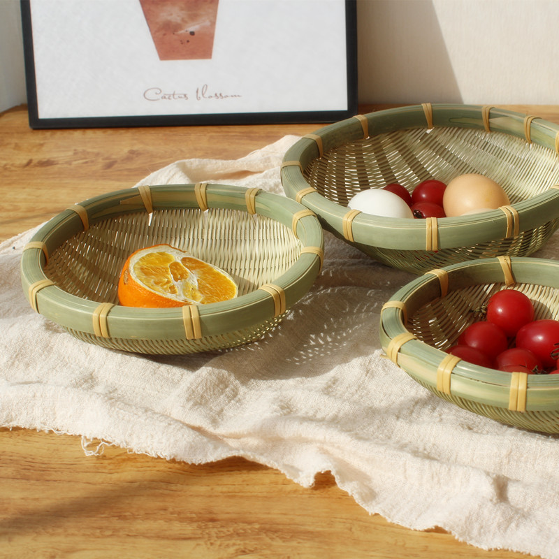 Hot pin Bamboo basket Bamboo Basket Bamboo basket Bamboo sieve Vegetable Leash Water fruit basket Bamboo Woven basket Dustpan Snack basket