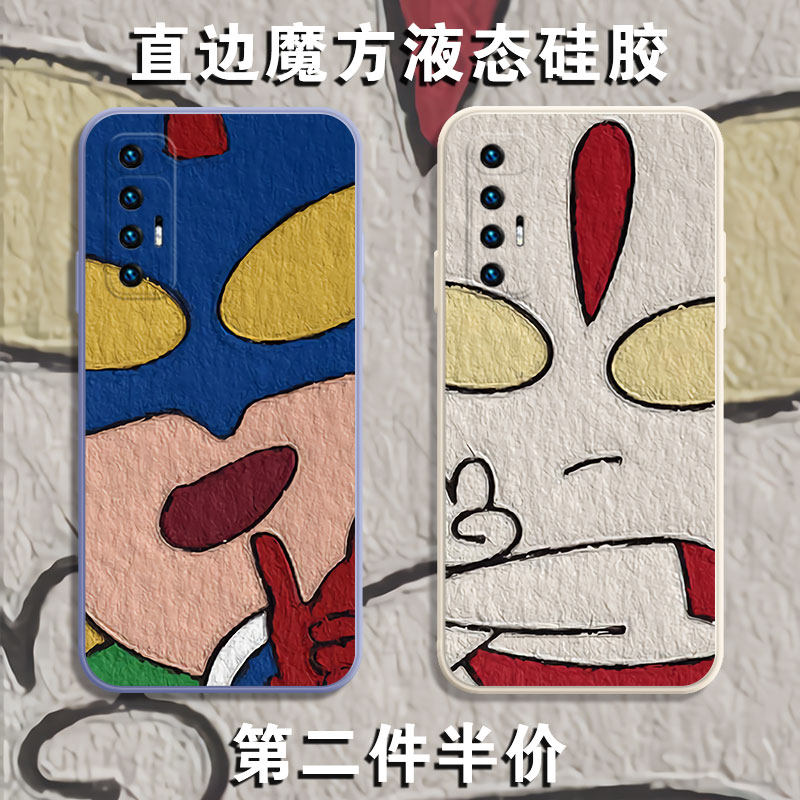 Oil painting Altman mobile phone protection shell is suitable for Xiaomi 10S dynamic salted egg Supermarctomy 6x cute right angle cube liquid silicone square camera full pack soft thin anti-fall protective cover
