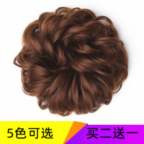 Realistic wig hair ring Rubber band hair bag plate Hair pull flower meatball head bud female head flower fluffy curly hair ring