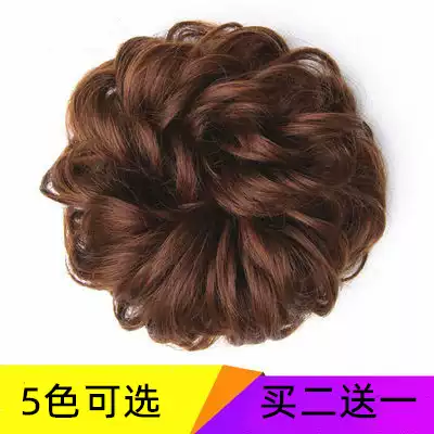 Realistic wig Hairband rubber band hair bag plate pull flower ball floral headdress Bud female floral headdress fluffy curly hair big Hairband