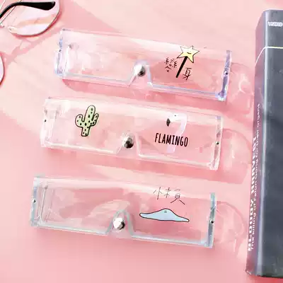 Portable transparent frame glasses case Cartoon animal myopia glasses case PVC soft plastic glasses case myopia frame storage