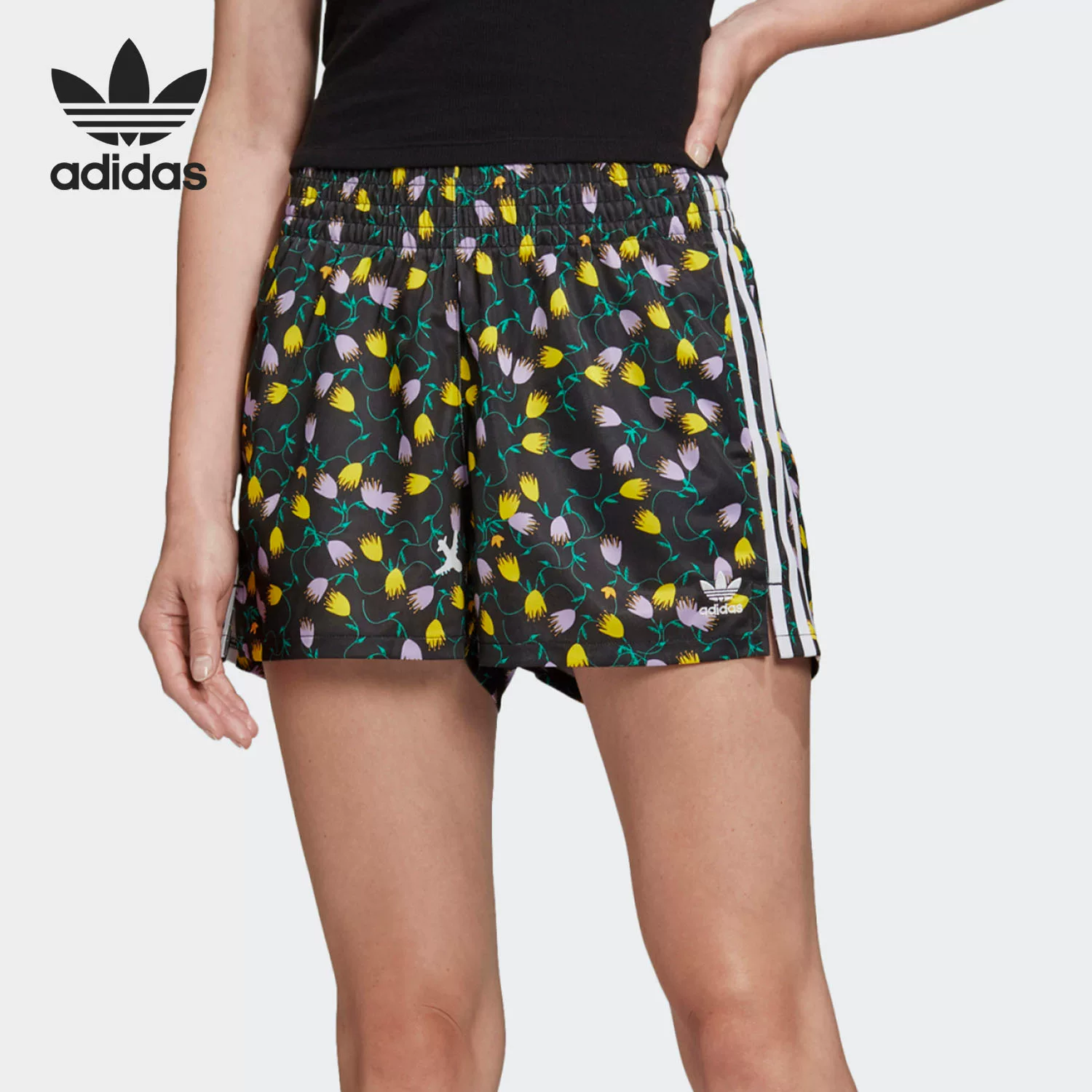 Шорты (adidas) FL4111 женские AOP с цветочным принтом, спортивно‑повседневные, с эластичным поясом