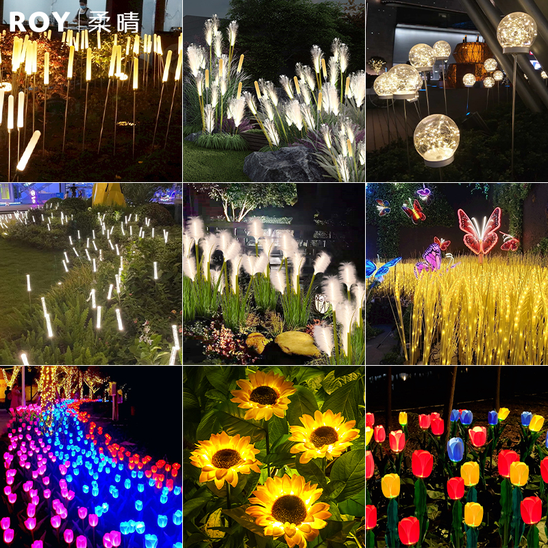 Solar garden lights Outdoor reed lights Luminous pampas grass wheat ear lights Garden landscape lighting lights Insert lawn lights