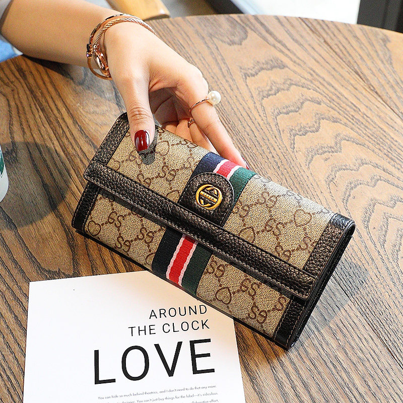 Mobile wallet card bag integrated clutch bag women's long leather wallet simple multifunctional folding versatile large capacity atmosphere