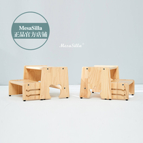 MesaSilla Childrens log solid wood shoe stool Household foot stool Baby coffee table low stool footrest small bench