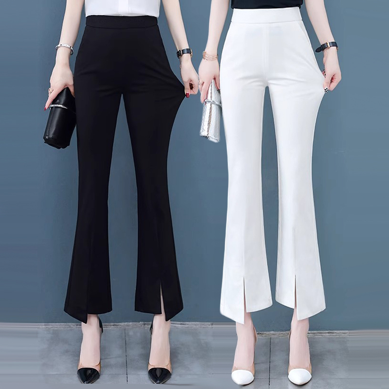 Slit Flared Pants for Women, Summer New Style 2026, High-Waisted, Slimming, Stretchy, Casual Cropped Pants