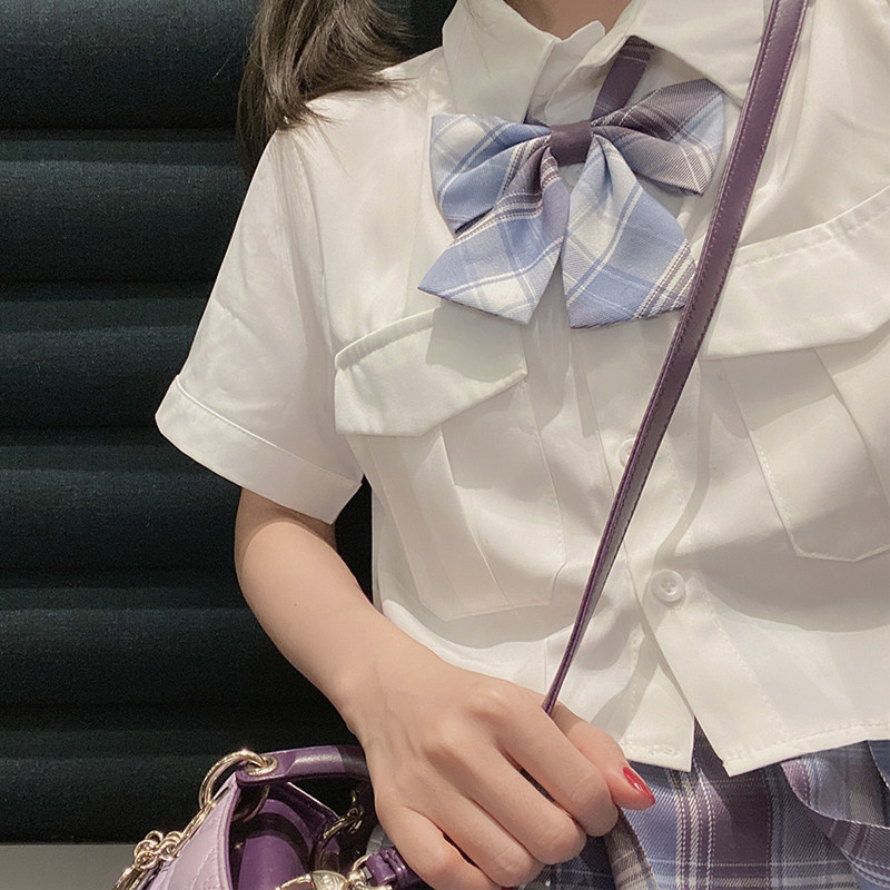 Maruko Sauce Original White Uniform Short Sleeve College Wind Daily Base 100 Hitch Blouse Snowspun Jersey Jk Shirt Woman