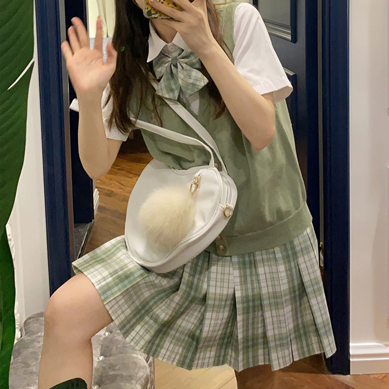 Spot drop meatball sauce jk uniform original gold thread glow) Ye Ji) plaid pleated skirt plaid skirt female summer