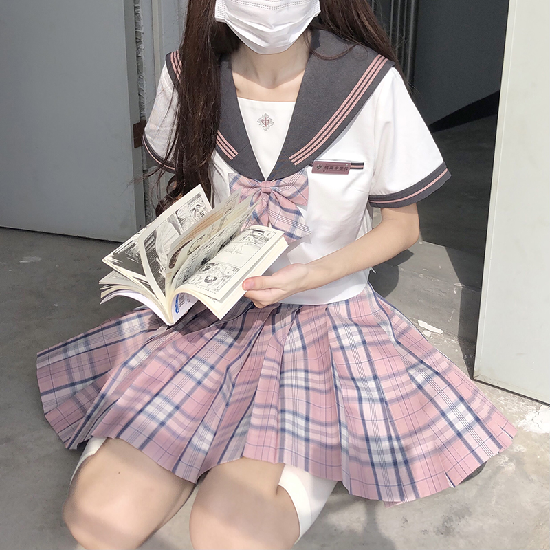 Meatball sauce jk uniform original) Taohuayuanji) orthodox pleated all-match student skirt pink plaid skirt