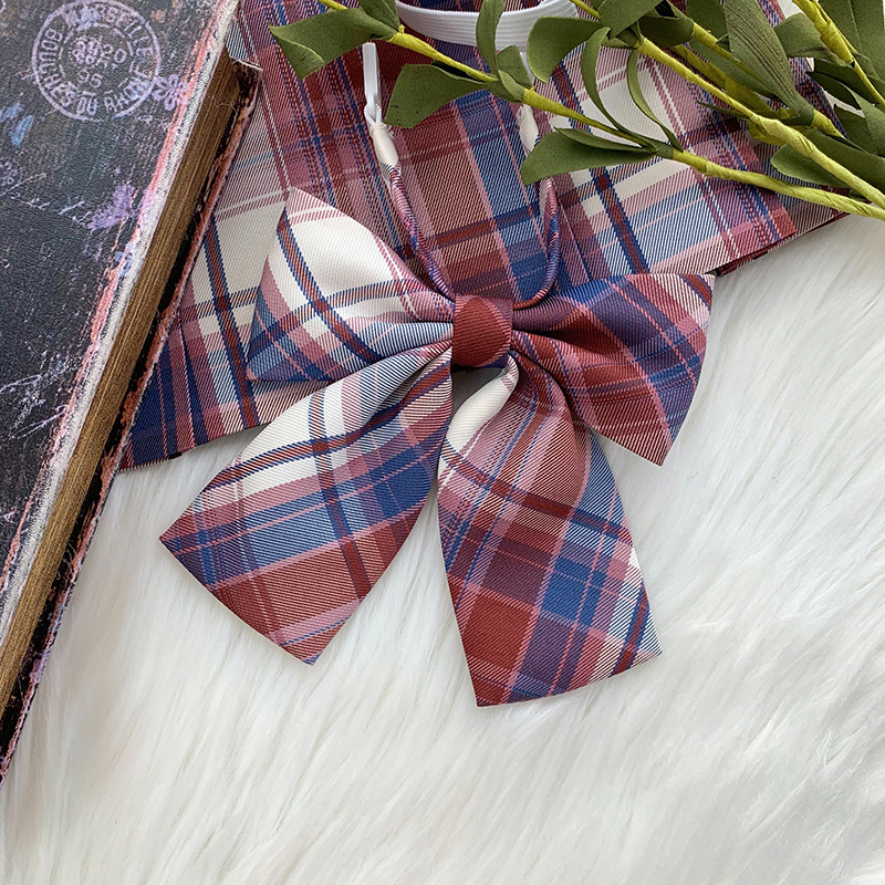 Meatball sauce jk) game world) Uniform with grid small things DK tie-free bow double flat bow tie