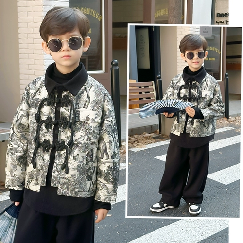 Ханьфу для мальчиков, демисезонный комплект, утепленное детское платье, костюм, китайский стиль