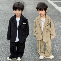 Childrens suits boys spring and autumn handsome catwalk dresses performance clothes British style foreign style casual small suits trendy
