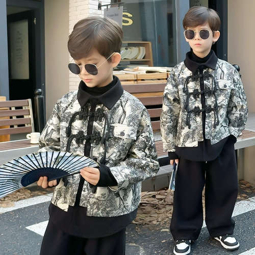 Ханьфу для мальчиков, демисезонный комплект, утепленное детское платье, костюм, китайский стиль