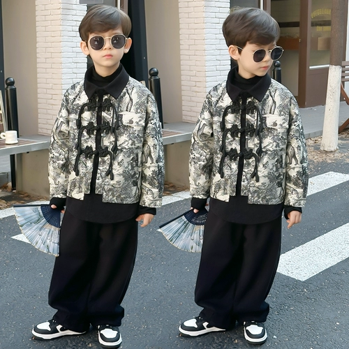 Ханьфу для мальчиков, демисезонный комплект, утепленное детское платье, костюм, китайский стиль