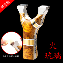 Fire-glazed pure handmade flat leather dragon tooth quick pressing titanium alloy TC21 slingshot recurve outdoor precision high power slingshot