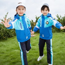 Primary school uniform sub-coat three pieces of detachable hat childrens clothing clothing autumn and winter clothing college windsurfing suit
