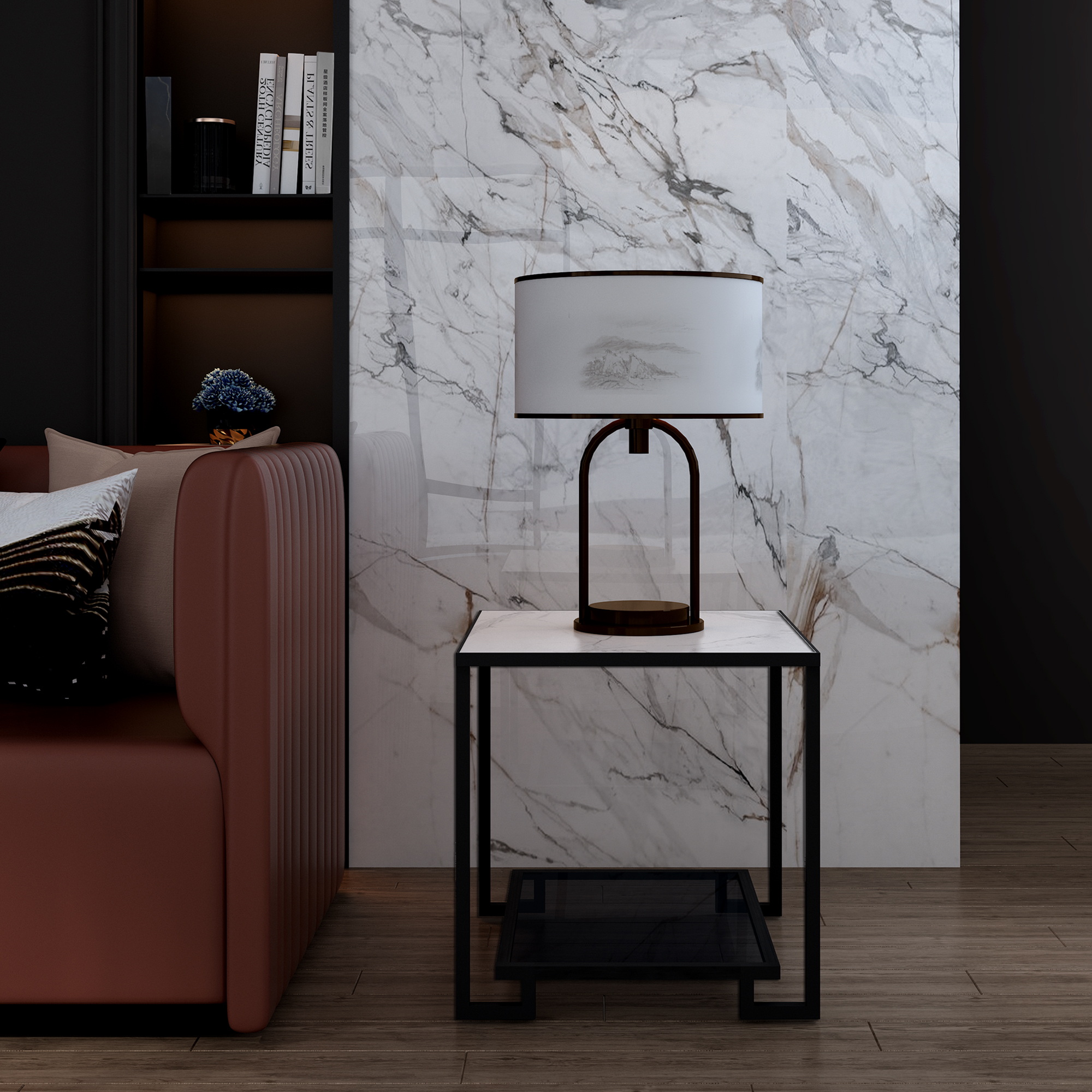 Light and luxurious sofa edge a few side cabinets New Chinese living room side table tea table small square table corner a few modern minimalist bed headstand