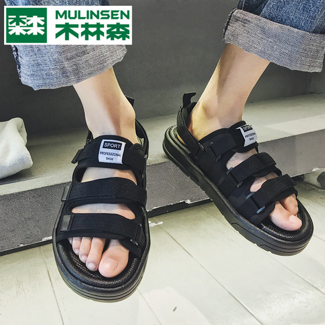 Mulinsen sandals men's ins tide sports summer outside wearing 2022 new driver beach 45 size sweatproof sandals