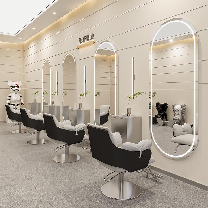 Barber Shop Trendy Mirror Wall-Mounted Hairdressing Mirror Single-Sided with Light Wall-Mounted Salon Led Mirror Dedicated Smart Mirror
