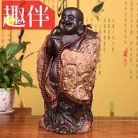 Черное дерево резьба по резьбе из корня Maitreya Buddha, поздравления с смехом статуи Будды, мастерство красного дерева подарки подарка подарка