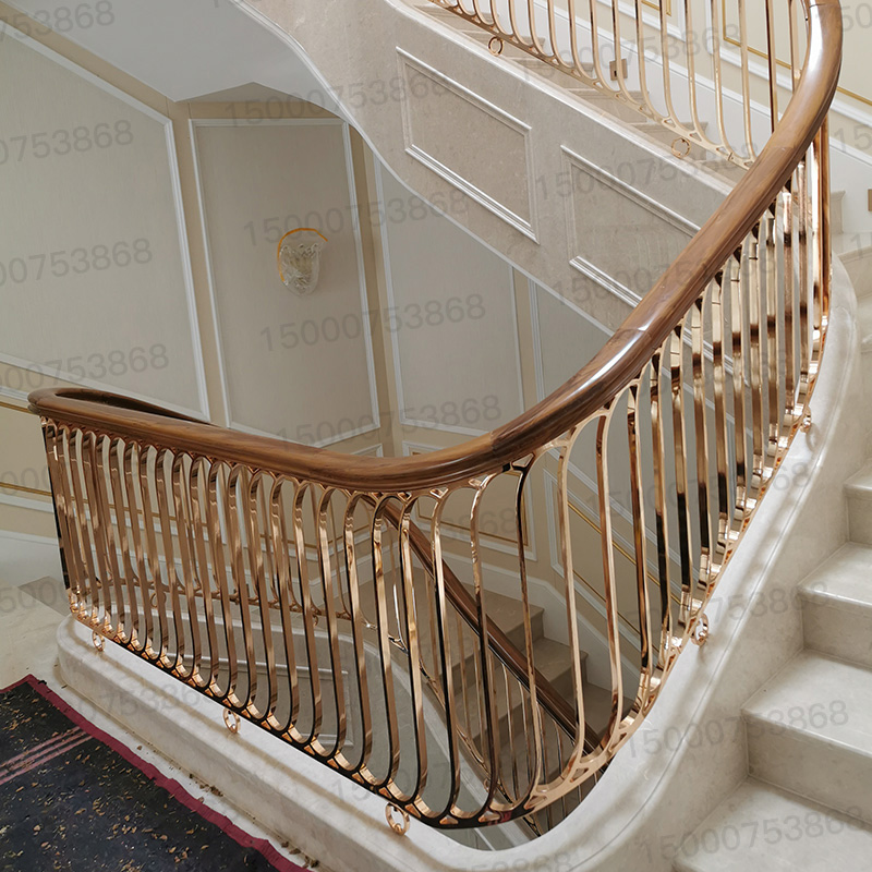 Villa indoor copper stair handrail guardrail simple attic guardrail balcony railing garden retro stair railing