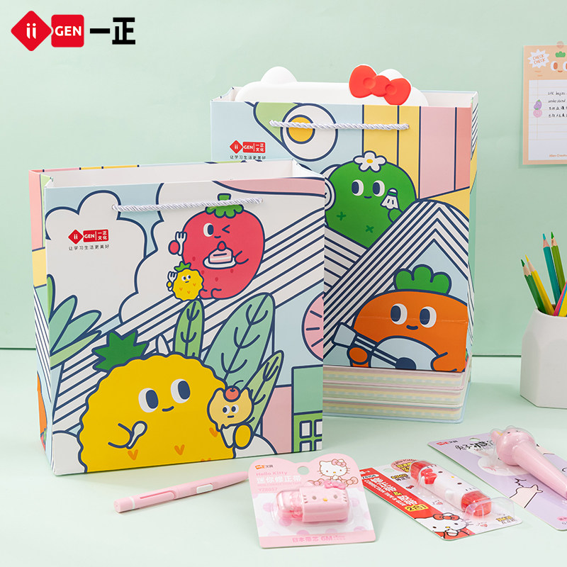 (Gift bag) one body utensils Carrot cartoon gift bag cute ins wind tote bag super thick paper holiday gift hand gift bag wrapping storage bag